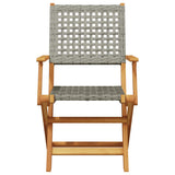 Folding Garden Chairs 8 pcs Grey Poly Rattan and Solid Wood 3214561