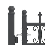 Fence Gate with Spear Top with Lock Grey 404 x 175 cm Steel 42009051