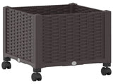 Garden Planter with Wheels Brown 40 x 40 x 44 cm PP 3422909