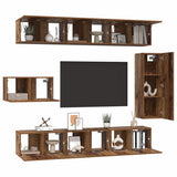 TV Cabinet Set Wall-mounted 8 pcs Old Wood Engineered Wood 3393132