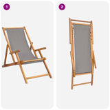 Beach Chair Light Grey Solid Teak Wood 42032667