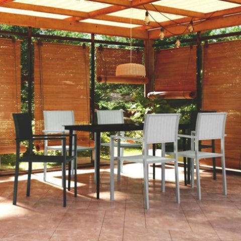 7 Piece Garden Dining Set Black and White 3099278