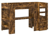 Loft Bed Frame with Desk Smoked Oak 90 x 190 cm Engineered Wood 3410439