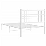 Metal Bed Frame without Mattress with Headboard White 100x200cm 376368
