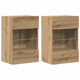 Wall Cabinets with LED Lights for TV 2 pcs Artisan Oak 40x30x60,5 cm 857681