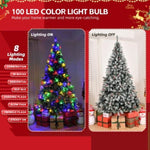 ZNTS 6 FT Artificial Snow Tipped Christmas Tree with DIY 100 Warm Lights Battery Operated, Hinged Xmas 88965104