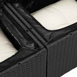Garden Sofa Set with Cushion 14 pcs Black and Cream Poly Rattan 3364955