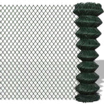 ZNTS Chain Link Fence Steel 1,5x25 m Green 140351