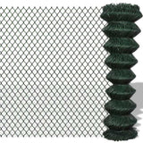 ZNTS Chain Link Fence Steel 1,5x15 m Green 140346