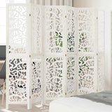 Room Divider 6 Panels White Solid Wood Paulownia 358746