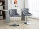 Bar Stools Set of 2, Modern Swivel & Adjustable Velvet Barstools with Button Tufted Back, Footrest, T3398P343626