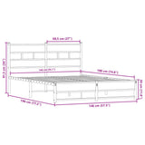 Metal Bed Frame without Mattress Smoked Oak 140x190 cm 4017218