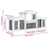 Outdoor Large Rabbit Hutch Red and White 201x45x85 cm Wood 170845