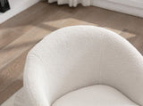 008S Teddy Fabric Swivel Accent Armchair Barrel Chair With Black Powder Coating Metal Ring, Ivory W1397P262484