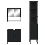 ZNTS 3 Piece Bathroom Furniture Set Black Engineered Wood 3214680
