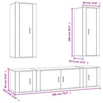 5 Piece TV Cabinet Set Smoked Oak Engineered Wood 3188835
