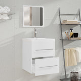 Sink Cabinet with Built-in Basin White Engineered Wood 3114163