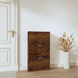 Shoe Cabinet Smoked Oak 59x17x108 cm Engineered Wood 342531