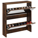 Shoe Cabinet with Mirror 2-Layer Smoked Oak 63x17x67 cm 342632