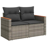 9 Piece Garden Sofa Set with Cushions Grey Poly Rattan Acacia 3327469