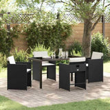 Garden Dining Set with Cushion 5 pcs Black Poly Rattan 3379973