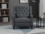 Wingback Recliner Chair for Home Theater, Button Tufted Microfibre Cloth Reclining Armchair with Leg T3398P341452
