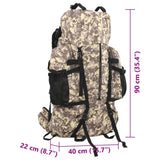 Hiking Backpack Camel Brown Camouflage 100 L Oxford Fabric 4009978