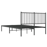 Metal Bed Frame without Mattress with Headboard Black 120x200cm 350862