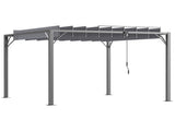 3 x 3 Outdoor Pergola with Retractable Roof, Aluminium Louvered Patio Gazebo Canopy for Lawn T3398P323905