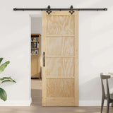 Sliding Door Natural and Black 78 x 202 cm Solid Pine Wood 3333526