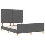 ZNTS Bed Frame in Dark Grey, 140x200 cm, Fabric 3344810