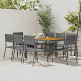9 Piece Outdoor Dining Set Poly Rattan Grey 3120113