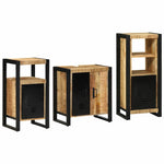 Bathroom Furniture Set with Shelf 3 pcs Brown Solid Mango Wood 3305622