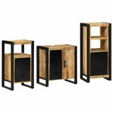 Bathroom Furniture Set with Shelf 3 pcs Brown Solid Mango Wood 3305622
