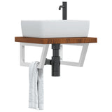 Basin Shelf Wall Mounted Steel and Solid Wood Oak 3302414