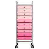 10-Drawer Mobile Storage Trolley Ombre Pink Plastic 320404