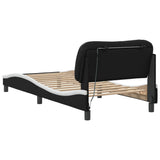 Bed Frame with LED without Mattress "Hvar" Black and White 90x200 cm 3213911