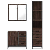 ZNTS 3 Piece Bathroom Furniture Set Brown Oak Engineered Wood 3301139