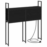 Storage Headboard with Charging Station Black oak 90 cm 859785