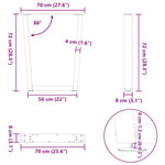 ZNTS Dining Table Legs V-Shape 2 pcs White 70x cm Steel 4012645