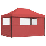 Foldable Party Tent Pop-Up with 3 Sidewalls Burgundy 4005019