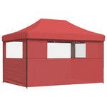 ZNTS Foldable Party Tent Pop-Up with 3 Sidewalls Burgundy 4005019