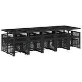 15 Piece Garden Dining Set with Cushions Black Poly Rattan 3210810