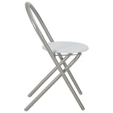 3 Piece Folding Dining Set with Storage Rack MDF and Steel White 284403