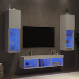 5 Piece TV Wall Units with LED White Engineered Wood 3216604