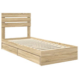 Storage Bed with Drawer Sonoma Oak 100 x 200 cm Engineered Wood 3411590