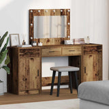 Dressing Table with Mirror Lights 3 pcs Brown Engineered Wood 3334252