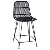 Bar Stool 2 pcs Black 44 x 54 x 96 cm Rattan and Steel 42033209