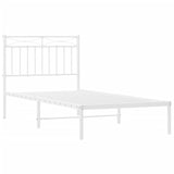 Metal Bed Frame without Mattress with Headboard White 90x200cm 373733