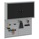 Tool Cabinet Set with Shelf 3 pcs Black Powder-Coated Steel 3321398
